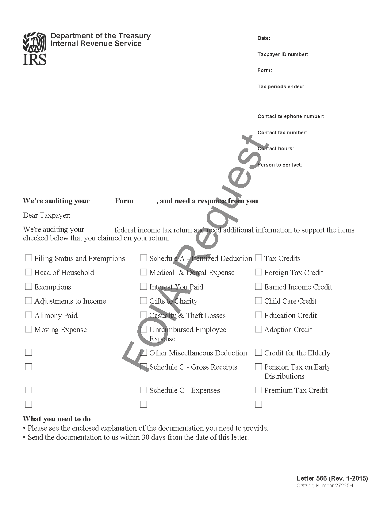 IRS Letter 566 - Tax Return Selected For Audit | H&R Block